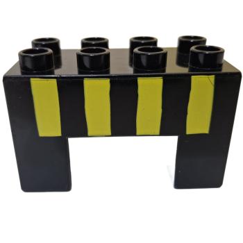 LEGO® DUPLO® 6394 2 x 4 x 2 mit 2 x 2 Ausschnitt auf Unterseite mit Gelb Streifen gebraucht