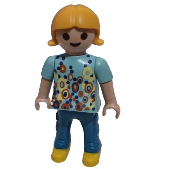 Playmobil ® Kind Mädchen türkises Oberteil mit Blumen gebraucht