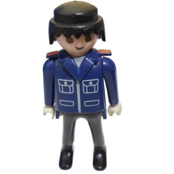 Playmobil ® Mann Polizist blau Haare schwarz gebraucht