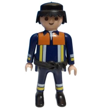 Playmobil ® Mann Feuerwehrmann schwarzes Haar gebraucht