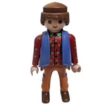 Playmobil ® Mann blaue Weste braunes Haar gebraucht