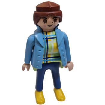 Playmobil ® 30142050 Frau blaue Jacke braunes Haar gebraucht
