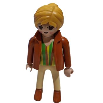 Playmobil ® Frau braune Jacke blondes Haar gebraucht