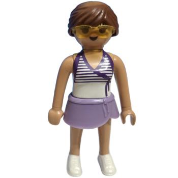 Playmobil ®Frau lila Rock braune Haare gebraucht