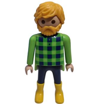 Playmobil ® Mann kariertes Oberteil, Bart gebraucht