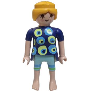 Playmobil ® Frau blau - buntes Oberteil gebraucht