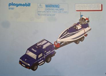 Preview: Playmobil ® 5187 Polizei Truck mit Speedboot gebraucht