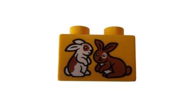 LEGO® DUPLO® 2 x 2 bedruckt mit Hasen gebraucht