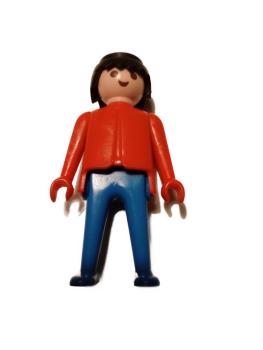 Playmobil ® Mann blau / rot schwarzes Haar gebraucht