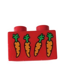 LEGO® DUPLO® 2 x 2 rund bedruckt mit Möhren gebraucht