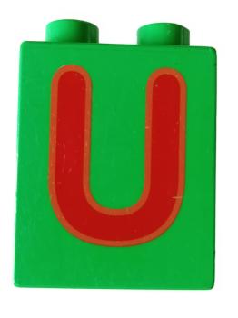 LEGO® DUPLO® 2 x 2 Stein 2 Hoch bedruckt mit U gebraucht