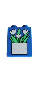LEGO® DUPLO® 1 x 2 x 2 bedruckt mit Blumen gebraucht