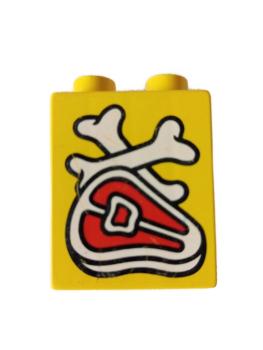 LEGO® DUPLO® 1 x 2 x 2 bedruckt mit Fleisch und Knochen gebraucht