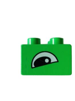 LEGO® DUPLO® 2 x 2 rund bedruckt mit Auge grün halb gebraucht