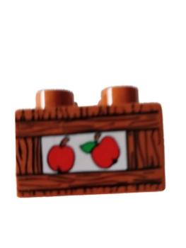 LEGO® DUPLO® 2 x 2 bedruckt mit Kiste Äpfel gebraucht