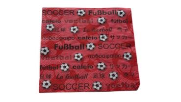Serviette 33 x 33 cm Fußball rot