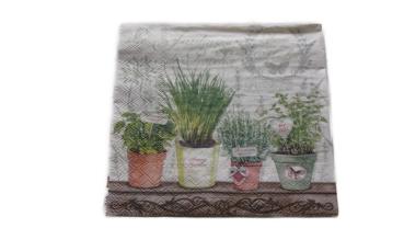 Serviette 33 x 33 cm Kräutertöpfe