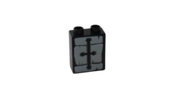 LEGO® DUPLO® 1 x 2 x 2 Stein schwarz bedruckt Wand gebraucht