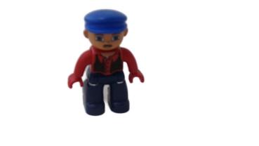 LEGO® DUPLO® Figur Mann mit Bart rot schwarzes Hemd blaue Hose gebraucht