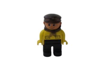 LEGO® DUPLO® Mann gelb/schwarz mit Mütze ältere Version gebraucht