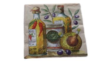 Serviette 33 x 33 cm Olivenöl