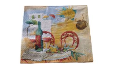 Serviette 33 x 33 cm Spanischer Wein 2 Motive