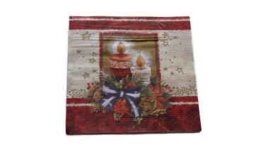 Serviette 33 x 33 cm Weihnachtskerzen