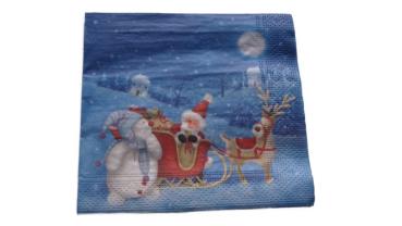 Serviette 33 x 33 cm Weihnachtsmannschlitten