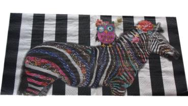 Serviette 33 x 33 cm Zebra mit Eule