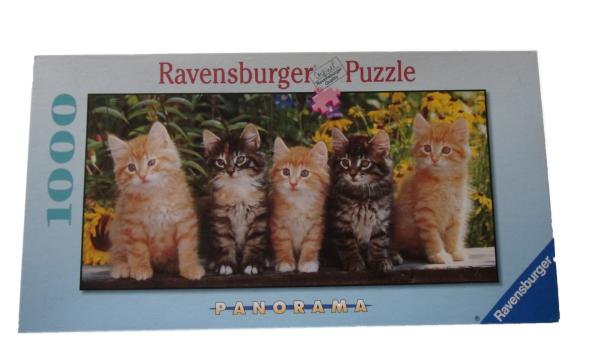 1000 Teile Puzzle PANORAMA Katzenquintett gebraucht