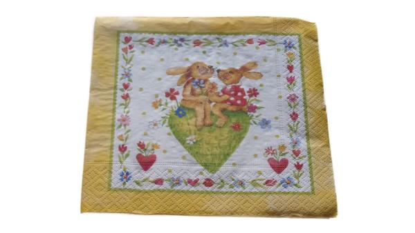 Serviette 33 x 33 cm Hasenpaar