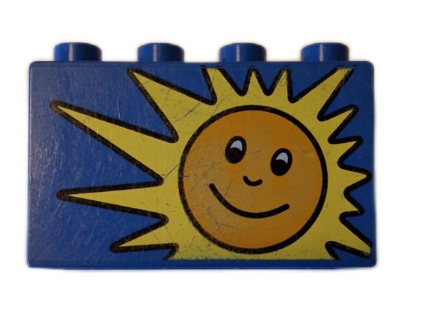 LEGO® DUPLO®  31111 2 x 4 x 2 blau bedruckt Sonne gebraucht