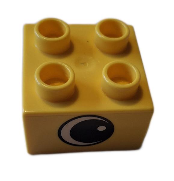 LEGO® DUPLO® 3437 2 x 2 gelb bedruckt mit Auge gebraucht