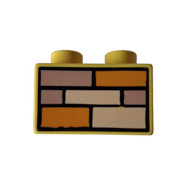 LEGO® DUPLO® 3437 2 x 2 bedruckt mit Backstein gelb gebraucht