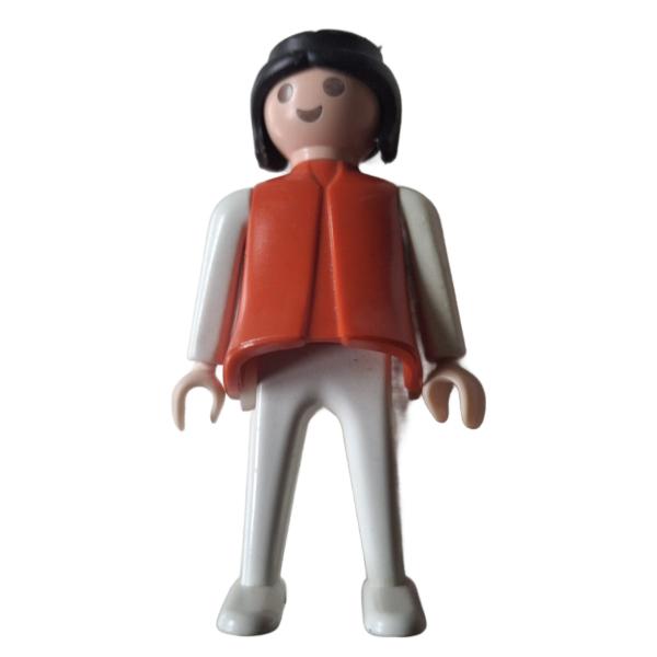Playmobil ® Frau rot / weiß / schwarze Haare Hände beweglich gebraucht 