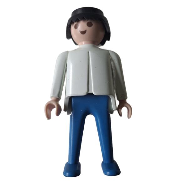 Playmobil ® Mann weiß / blau schwarzes Haar bewegliche Hände gebraucht