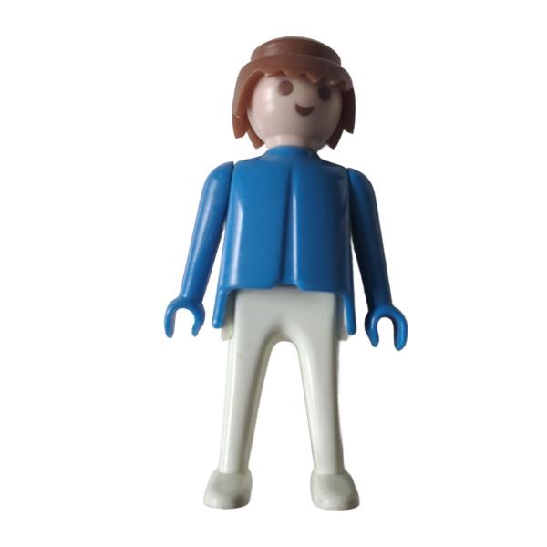 Playmobil ® Mann blau / weiß braune Haare feste Hände gebraucht