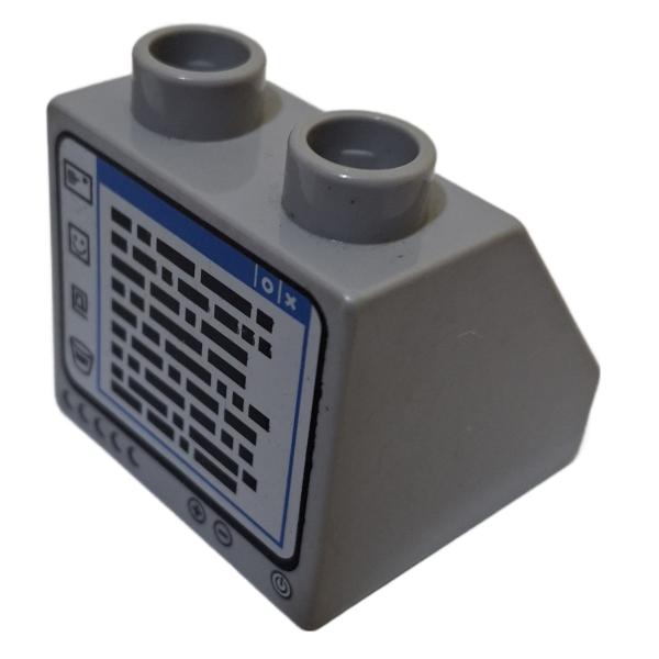 LEGO® DUPLO® 6474 2 x 2 Stein hellgrau spitz bedruckt Monitor gebraucht