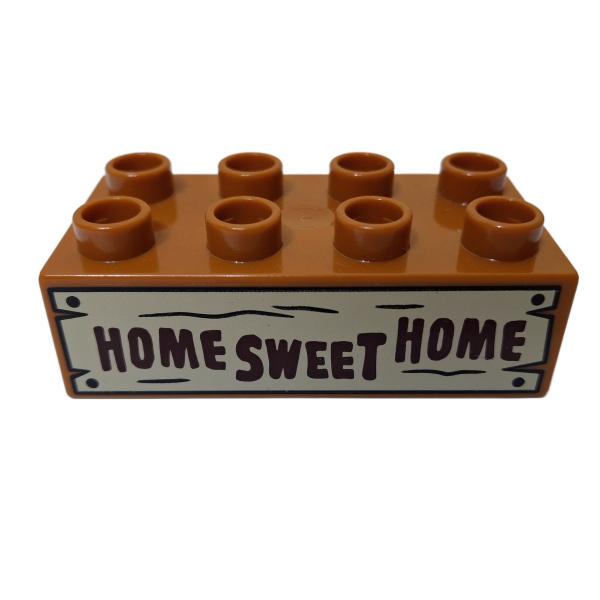 LEGO® DUPLO® 3111 2 x 4  hellbraun bedruckt Home Sweet Home gebraucht