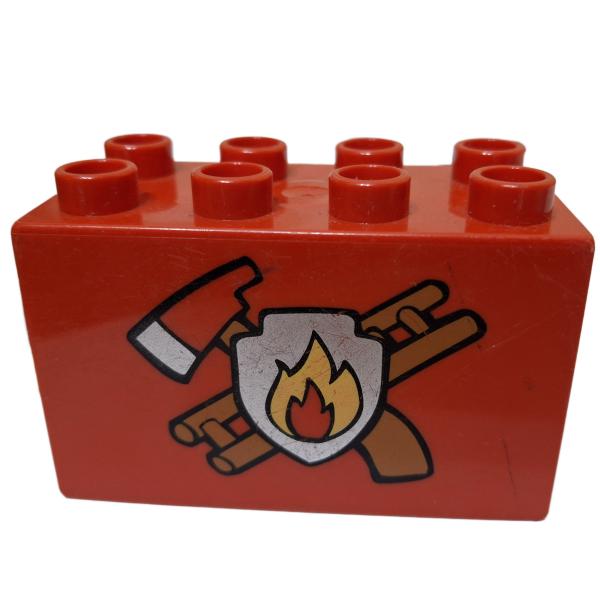 LEGO® DUPLO® 31111 2 x 4 x 2 rot bedruckt Feuerwehr gebraucht