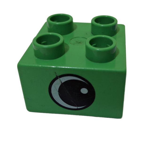 LEGO® DUPLO® 3437 2 x 2 Stein hellgrün bedruckt Auge gebraucht