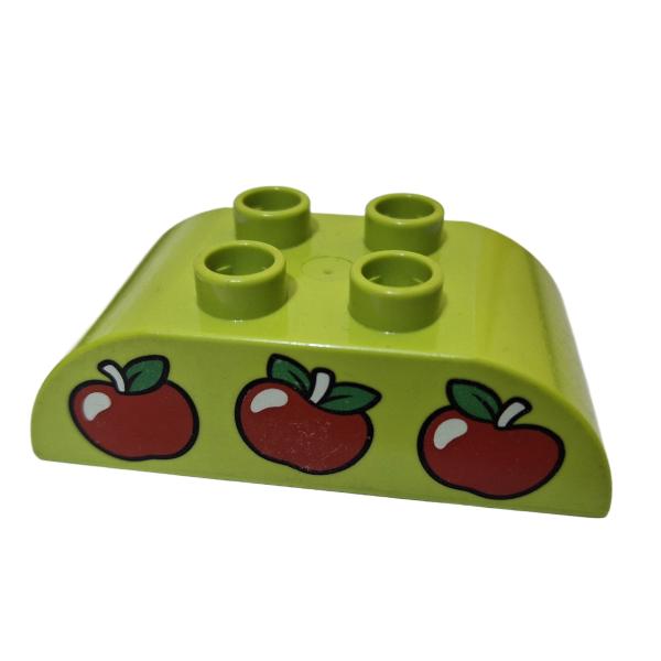 LEGO® DUPLO® 98223 2 x 4 rund grasgrün bedruckt Äpfel gebraucht
