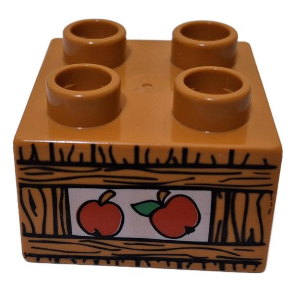 LEGO® DUPLO® 3437 2 x 2 Stein hellbraun bedruckt Apfelkiste gebraucht