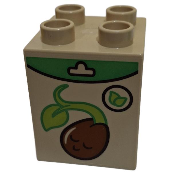 LEGO® DUPLO® 31110 2 x 2 Stein 2 Hoch beige bedruckt mit Spross gebraucht