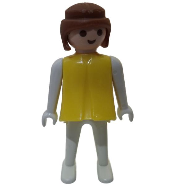 Playmobil ® Frau gelb / weiß braune Haare feste Hände gebraucht
