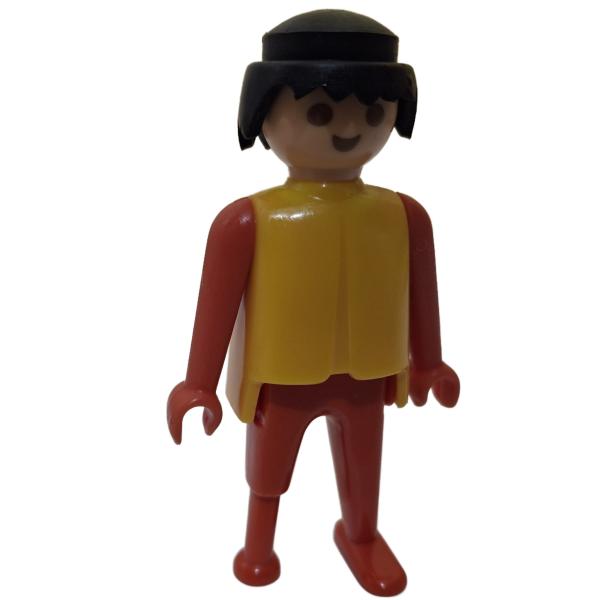Playmobil ® Mann gelb / rot Holzbein schwarze Haare feste Hände gebraucht
