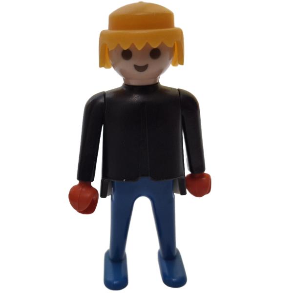 Playmobil ® Mann schwarz / blau blonde Haare bewegliche Hände rot gebraucht