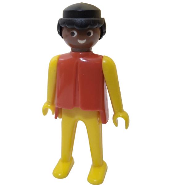 Playmobil ® Mann rot / gelb schwarze Haare feste Hände gebraucht