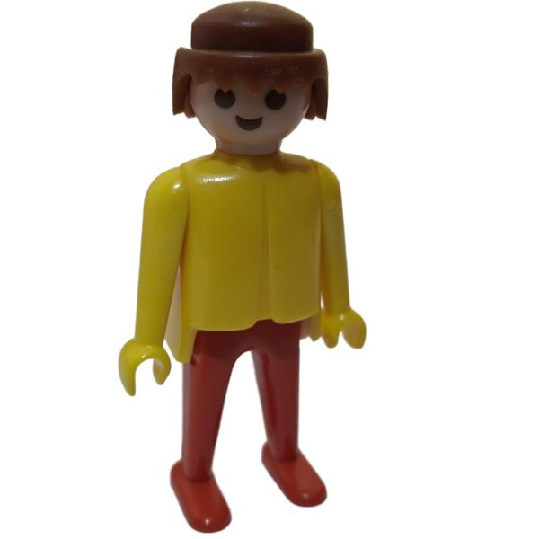 Playmobil ® Mann gelb / rot braune Haare HELLA gebraucht