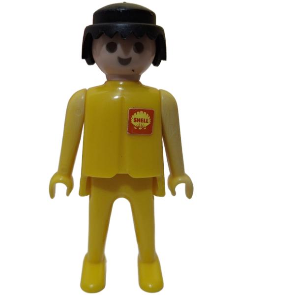 Playmobil ® Mann gelb schwarze Haare feste Hände SHELL gebraucht